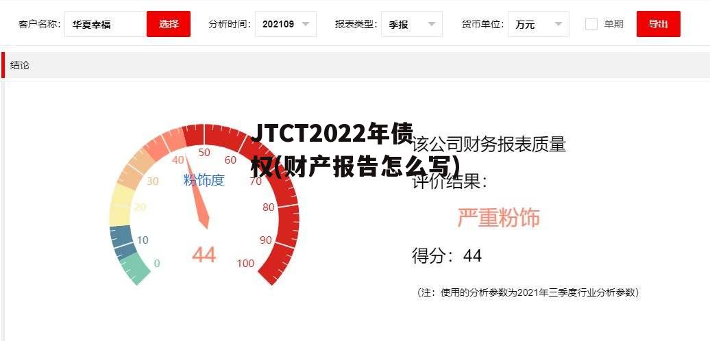 JTCT2022年债权(财产报告怎么写)