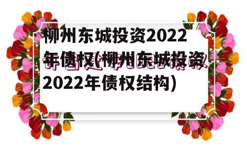 柳州东城投资2022年债权(柳州东城投资2022年债权结构)