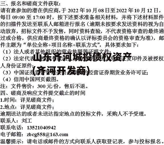 山东齐河城投债权资产(齐河开发商)