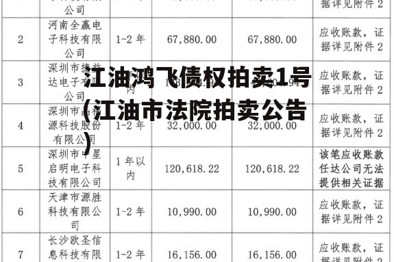 江油鸿飞债权拍卖1号(江油市法院拍卖公告)