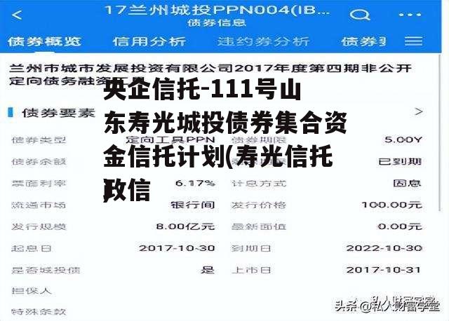 央企信托-111号山东寿光城投债券集合资金信托计划(寿光信托违约)