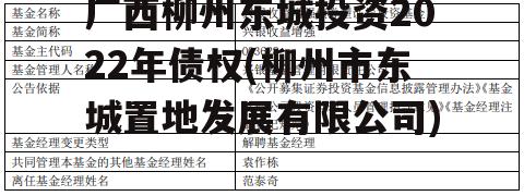 广西柳州东城投资2022年债权(柳州市东城置地发展有限公司)