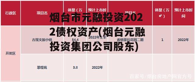 烟台市元融投资2022债权资产(烟台元融投资集团公司股东)