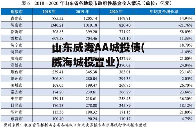 山东威海AA城投债(威海城投置业)