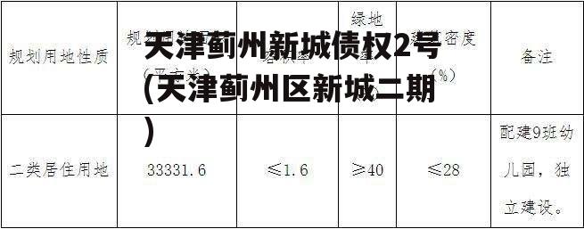 天津蓟州新城债权2号(天津蓟州区新城二期)