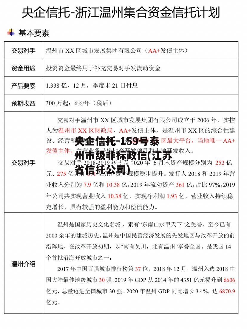 央企信托-159号泰州市级非标政信(江苏省信托公司)
