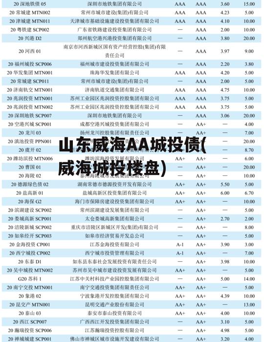 山东威海AA城投债(威海城投楼盘)