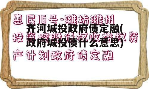 齐河城投政府债定融(政府城投债什么意思)