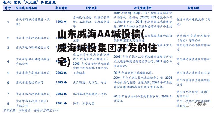 山东威海AA城投债(威海城投集团开发的住宅)