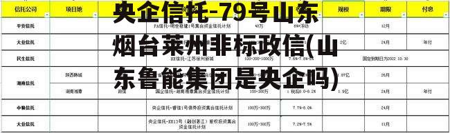 央企信托-79号山东烟台莱州非标政信(山东鲁能集团是央企吗)