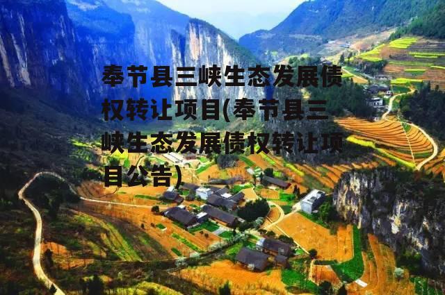 奉节县三峡生态发展债权转让项目(奉节县三峡生态发展债权转让项目公告)