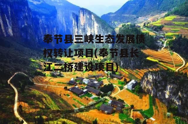 奉节县三峡生态发展债权转让项目(奉节县长江二桥建设项目)