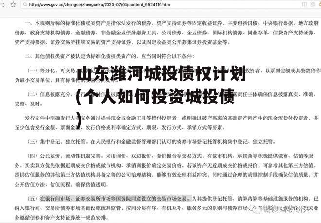 山东潍河城投债权计划(个人如何投资城投债)