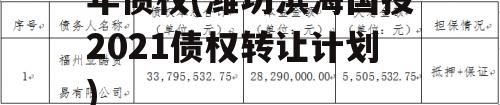 山东诸城财金2022年债权(潍坊滨海国投2021债权转让计划)