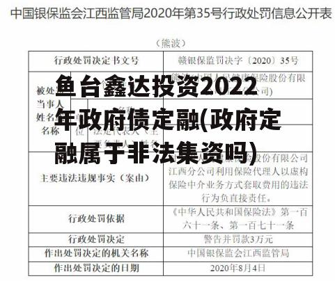 鱼台鑫达投资2022年政府债定融(政府定融属于非法集资吗)