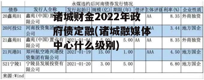 诸城财金2022年政府债定融(诸城融媒体中心什么级别)